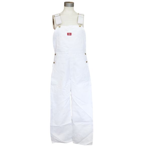 DICKIES Traditional Fit white classic denim Painters Bib Overalls Sz 36 x 32 NEW - Picture 2 of 6